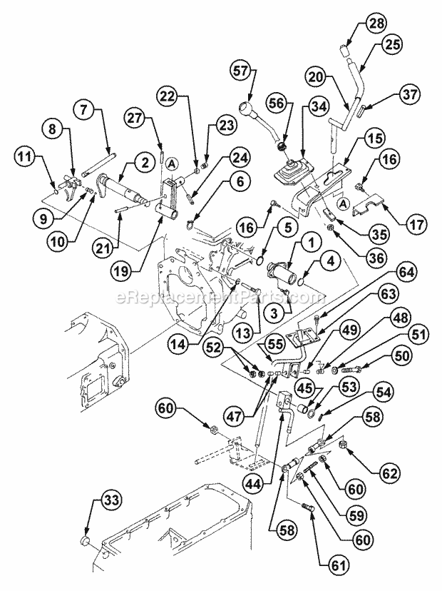 T/M Control Diagram and Parts List for 54A-458D100, 590-603-100 Cub Cadet Lawn Tractor